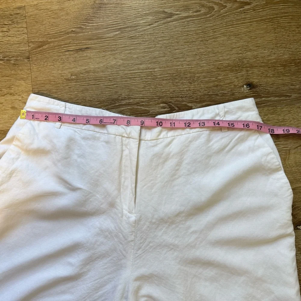 Womens Linen Wide Leg Pants XL White Minimalist Cropped‎ Breathable Coastal - Picture 11 of 13
